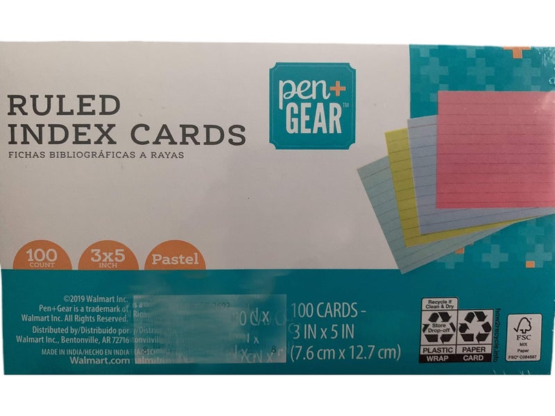 PenGear Pen + Gear Ruled Index Cards, Pastel, 3 in x 5 in, 100 Count - Image 1